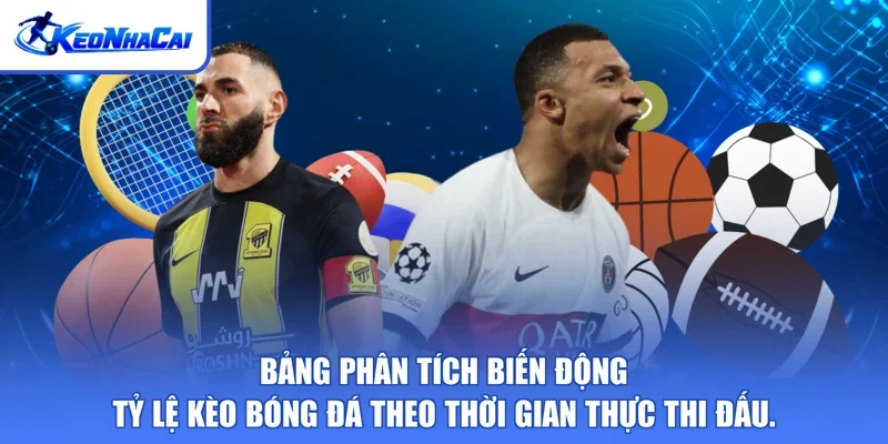 Bảng phân tích biến động tỷ lệ kèo bóng đá theo thời gian thực thi đấu.