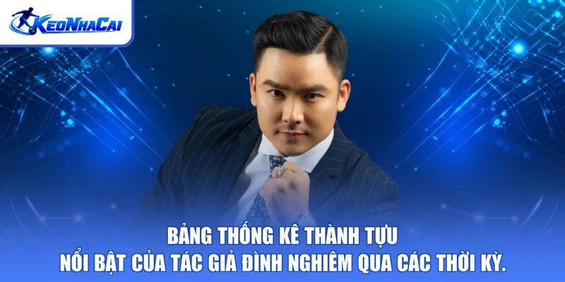 Bảng thống kê thành tựu nổi bật của tác giả Đình Nghiêm qua các thời kỳ.